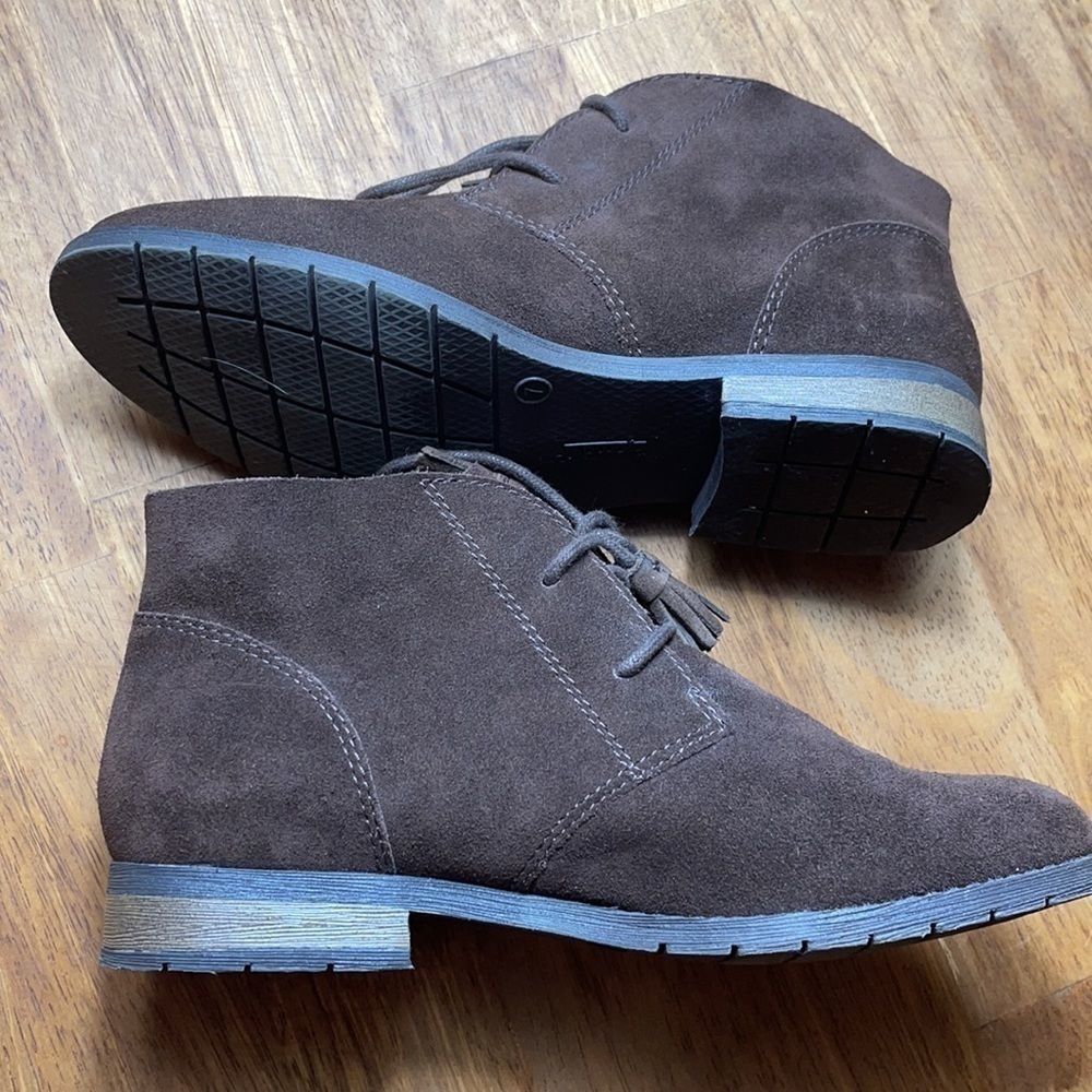 BJORNDAL DARK CHESTNUT BROWN ANKLE SUEDE BOOTIES - Picture 4 of 7